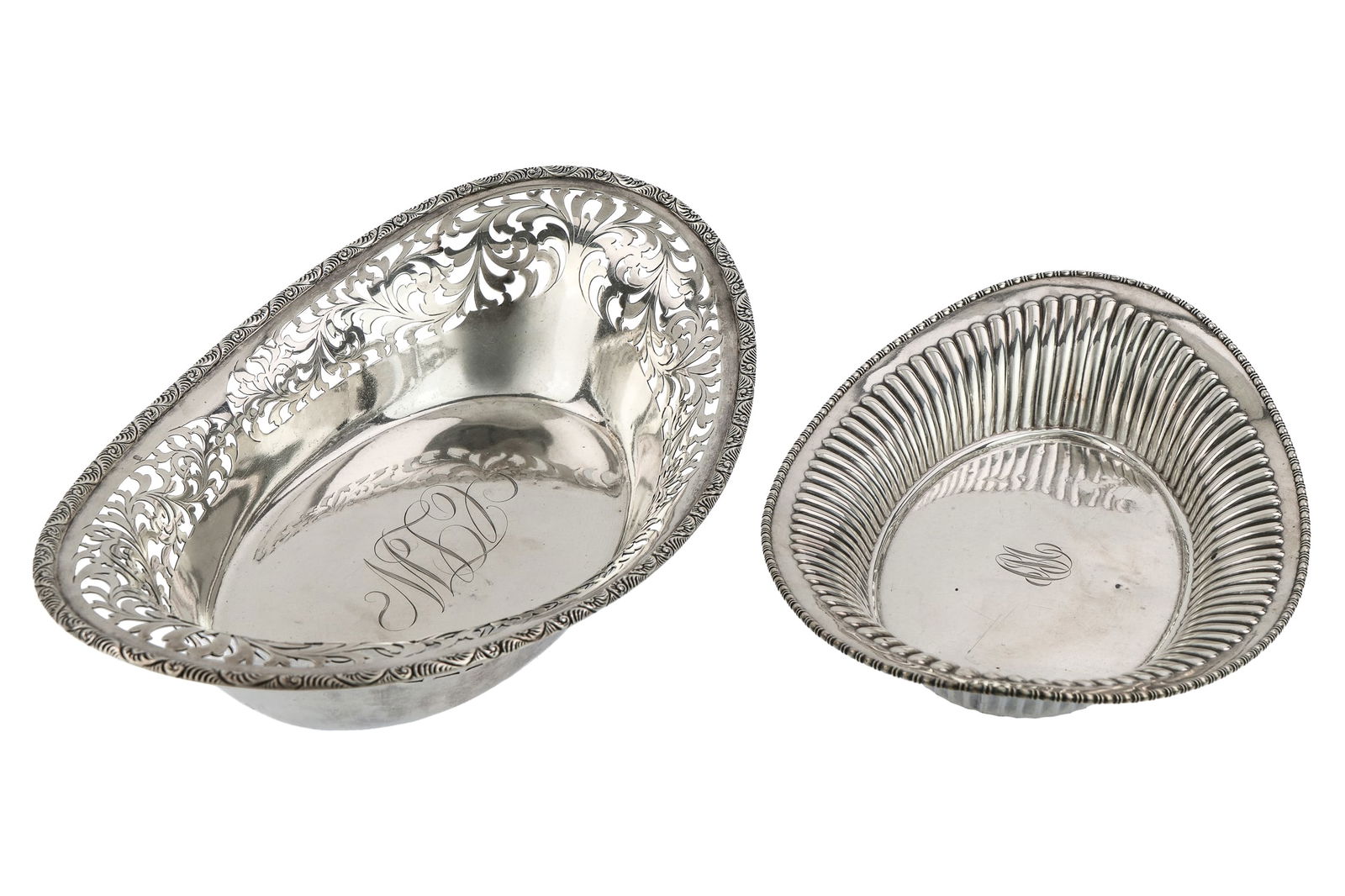 Two Sterling Silver Oval Bread Trays - 3