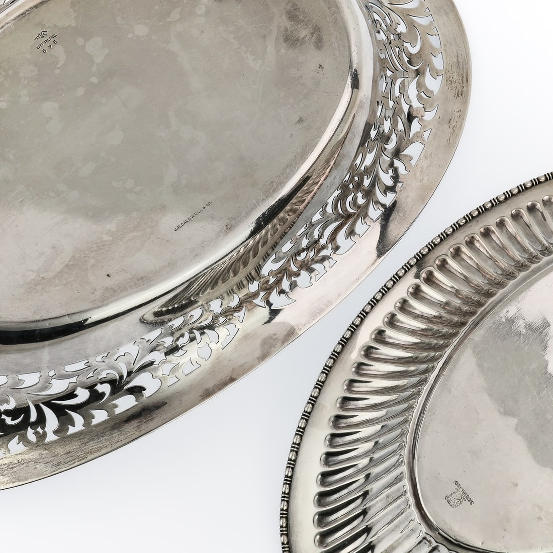 Two Sterling Silver Oval Bread Trays - 4