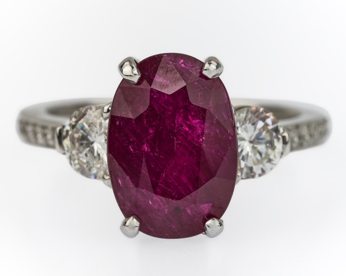 4 CT Natural Ruby & Diamond Ring - 2