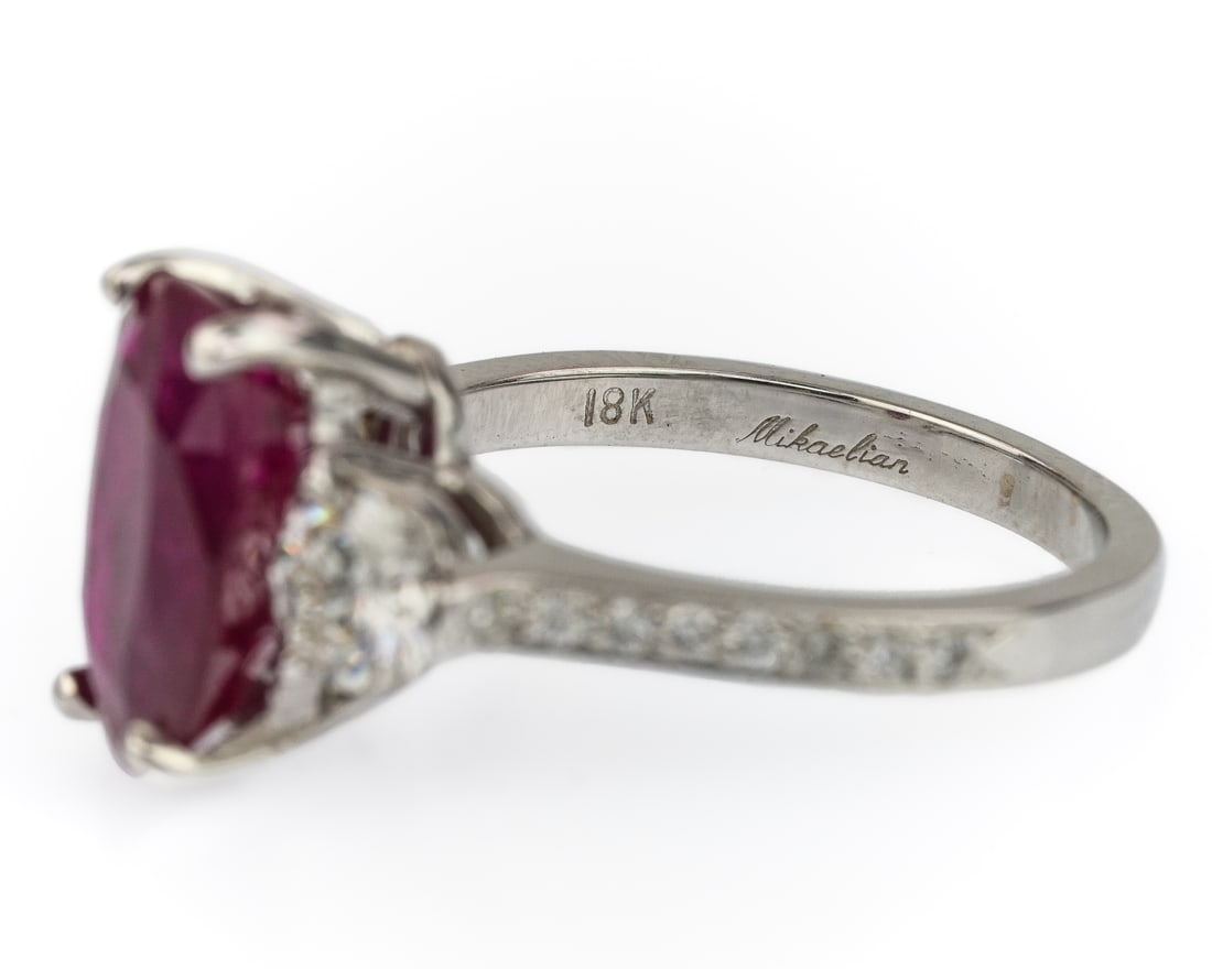 4 CT Natural Ruby & Diamond Ring - 6