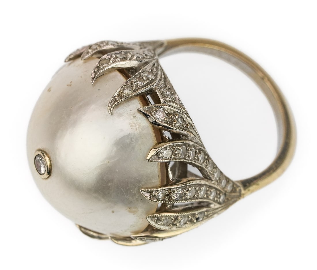 14k Pearl & Diamond Ring - 3