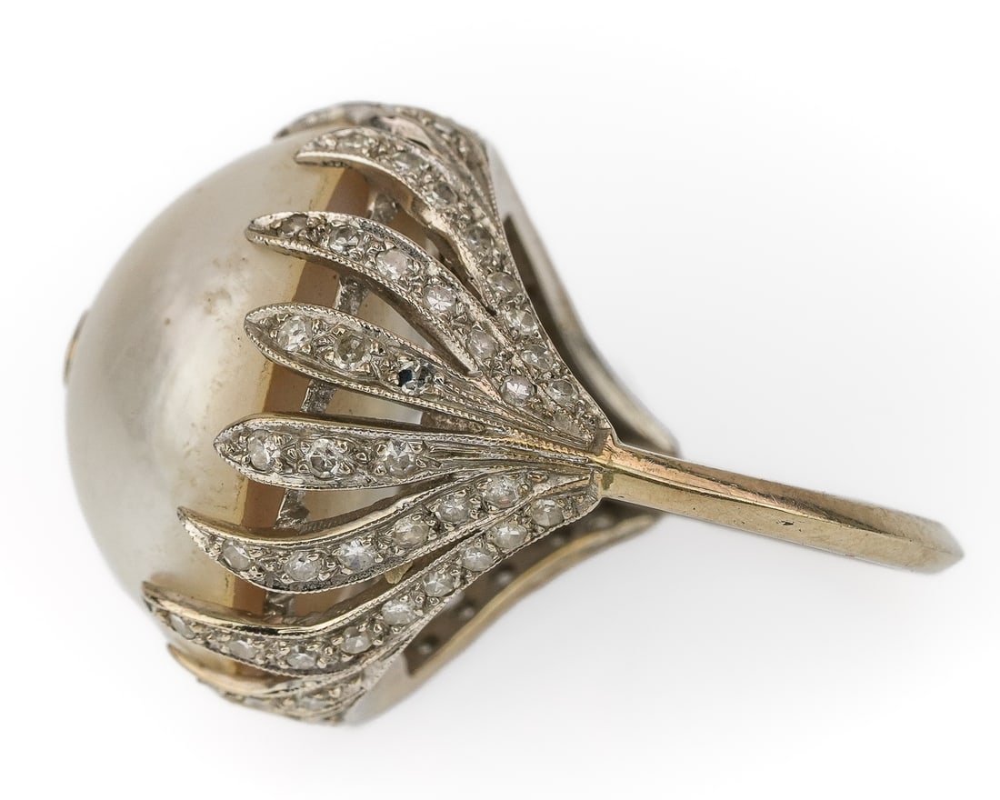 14k Pearl & Diamond Ring - 4