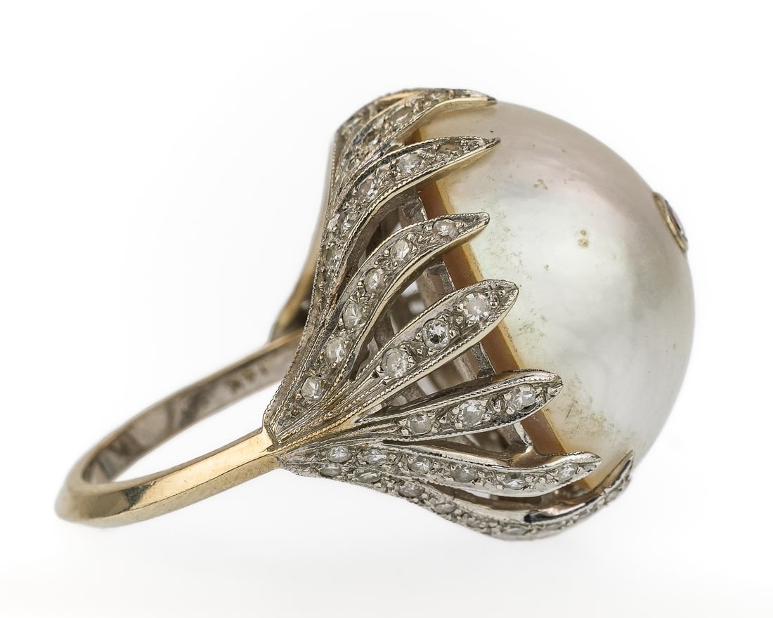 14k Pearl & Diamond Ring - 6