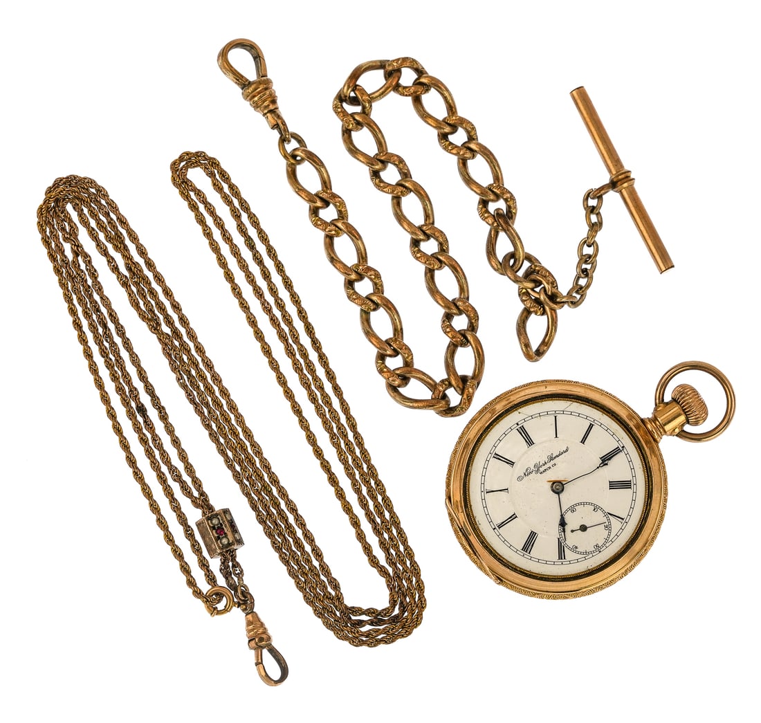 New York Standard Pocket Watch & Chains (1 of 1)