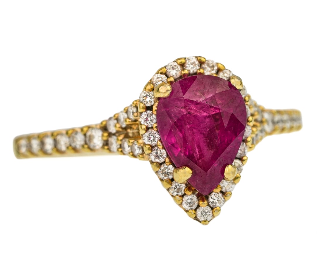 1 CT Ruby, Diamond, & 18k Ring (1 of 1)