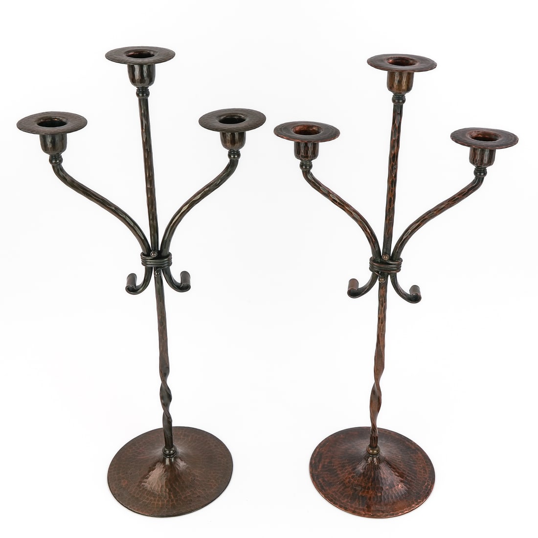 Roycroft Tall Twisted Three Socket Candlesticks - 2