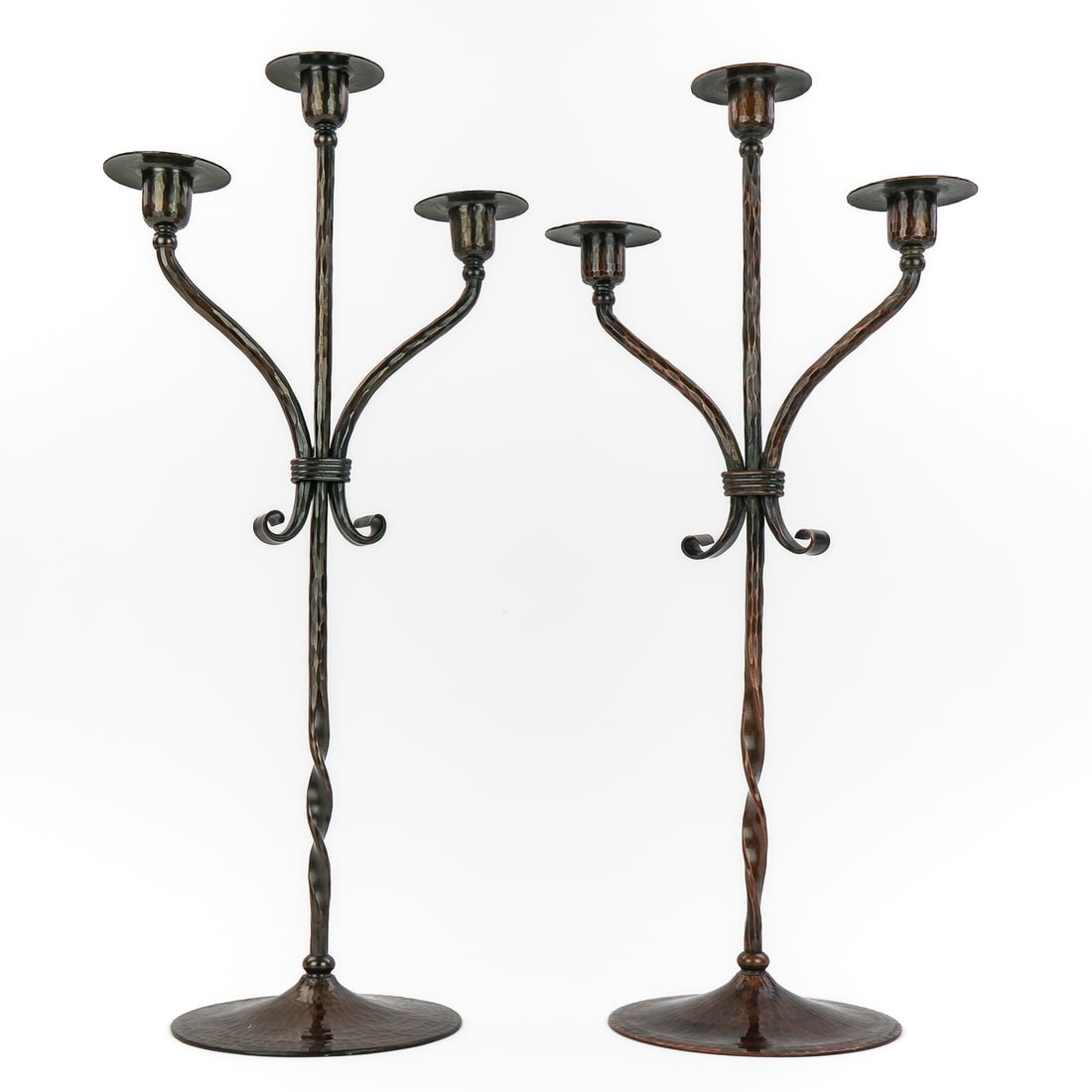 Roycroft Tall Twisted Three Socket Candlesticks - 4