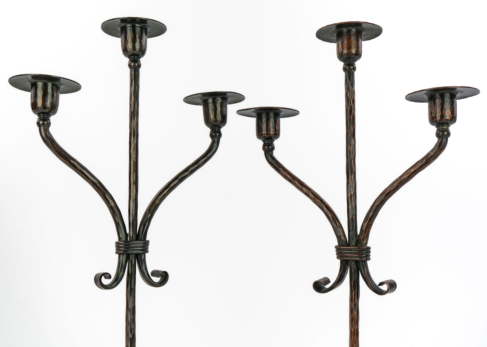 Roycroft Tall Twisted Three Socket Candlesticks - 5