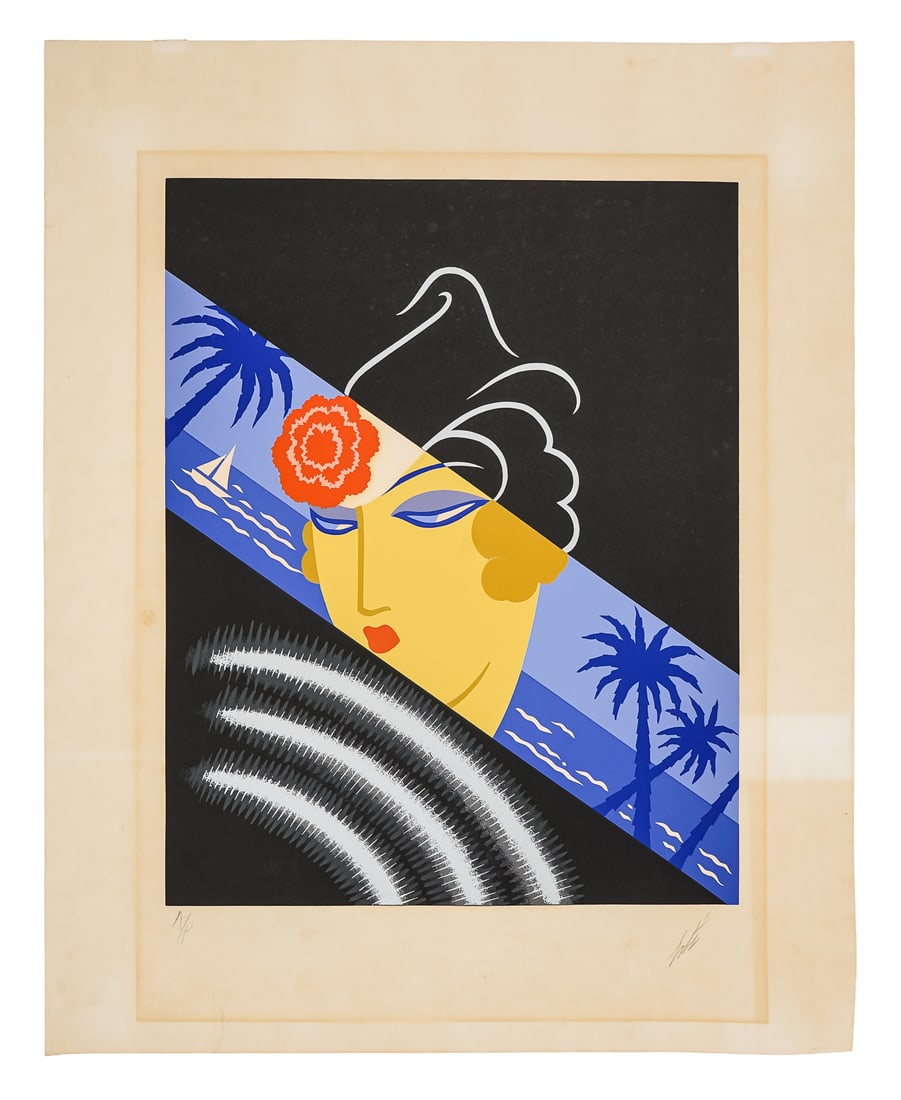 Erte / Romain de Tirtoff (RU/FR 1892-1990) Winter Resort: Erte/ Romain de Tirtoff (Russian/French 1892-1990) Winter resort serigraph on paper signed lower margin unframed, plate 21 x 17" sheet 30 x 24" Erté was a Russian/ French artist and designer known