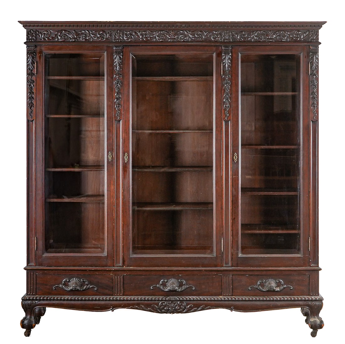 Attr. RJ Horner Three door mahogany bookcase (1 of 7)