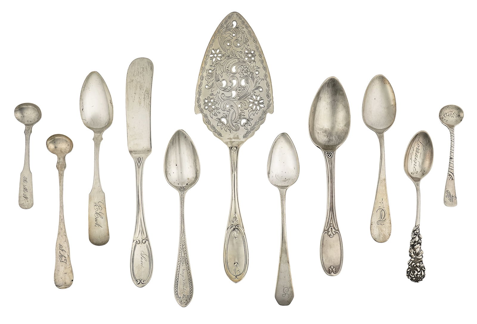 23 pcs. Early American Coin and Sterling Flatware (1 of 8)