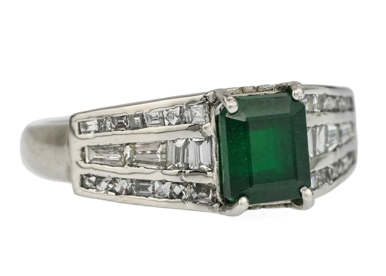 Platinum, Emerald, & Diamond Ring (1 of 9)