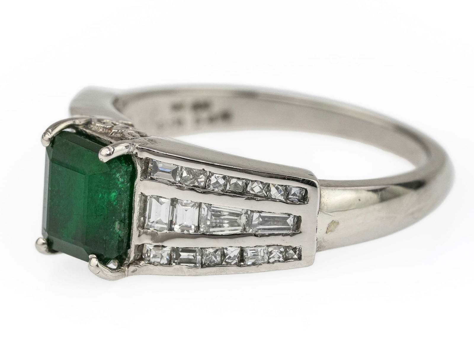 Platinum, Emerald, & Diamond Ring - 6