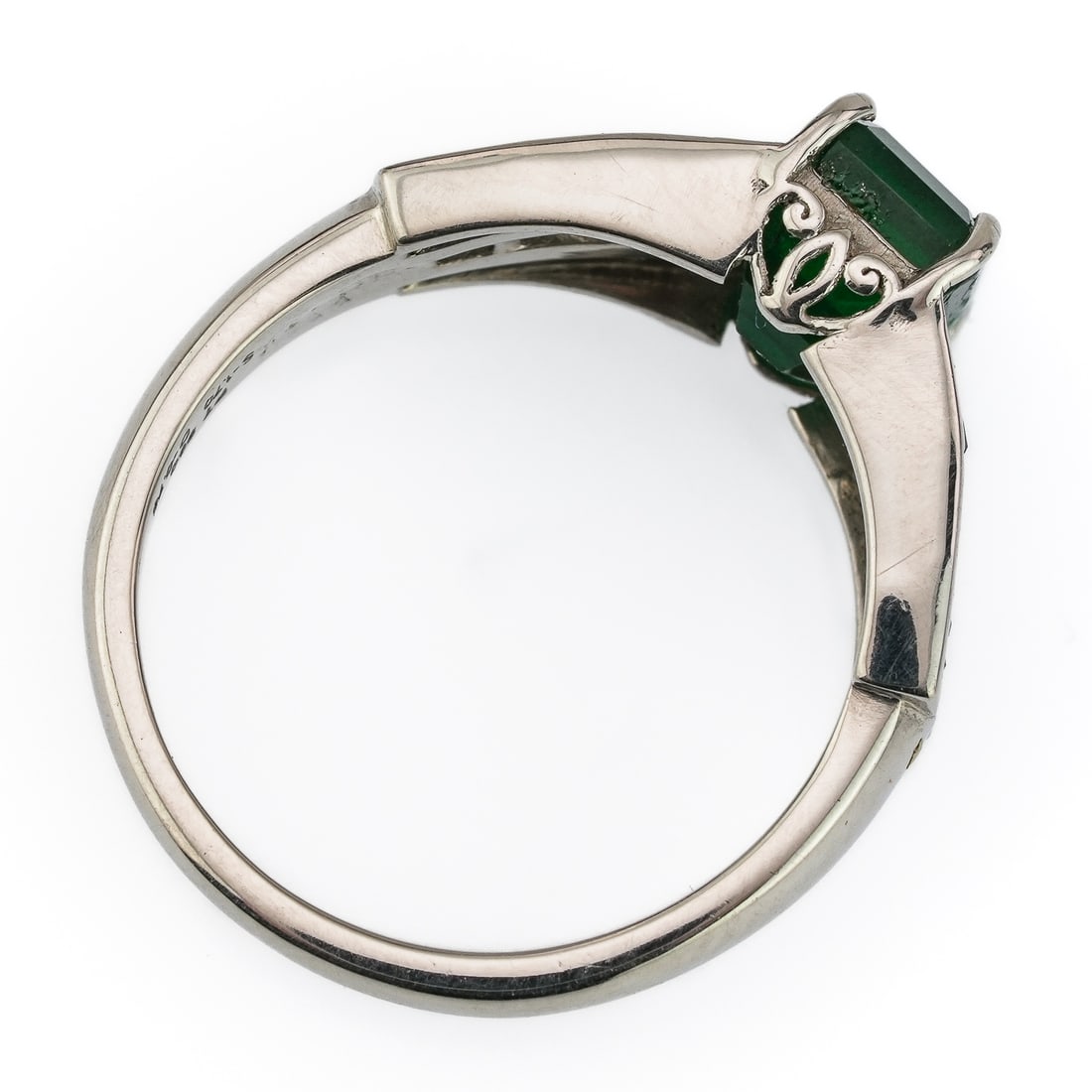 Platinum, Emerald, & Diamond Ring - 7