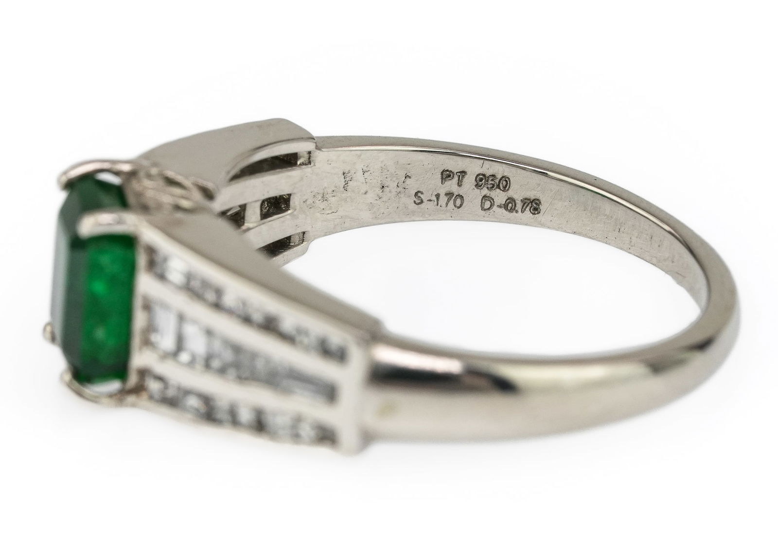 Platinum, Emerald, & Diamond Ring - 8