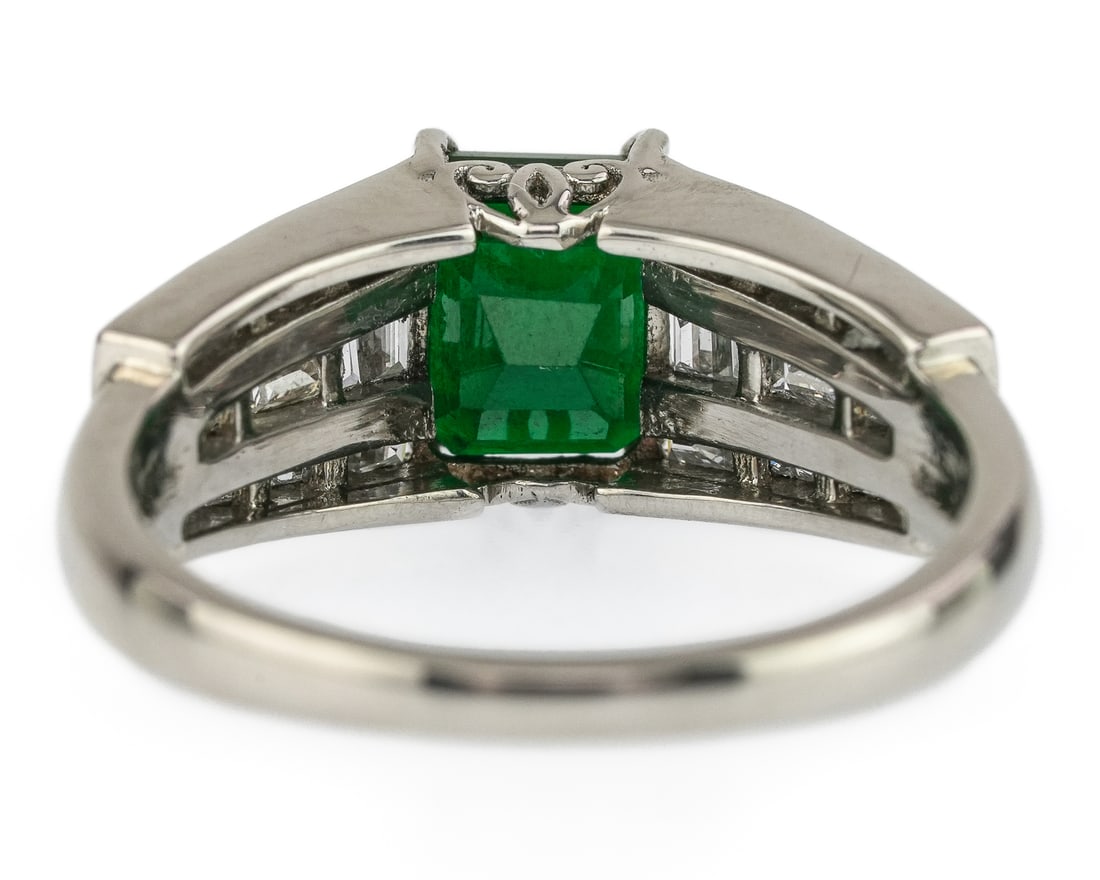 Platinum, Emerald, & Diamond Ring - 9
