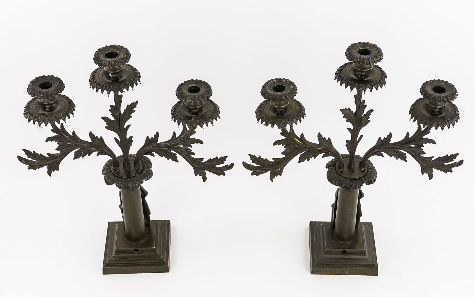 Bronze Garniture Triple Candelabra - 9