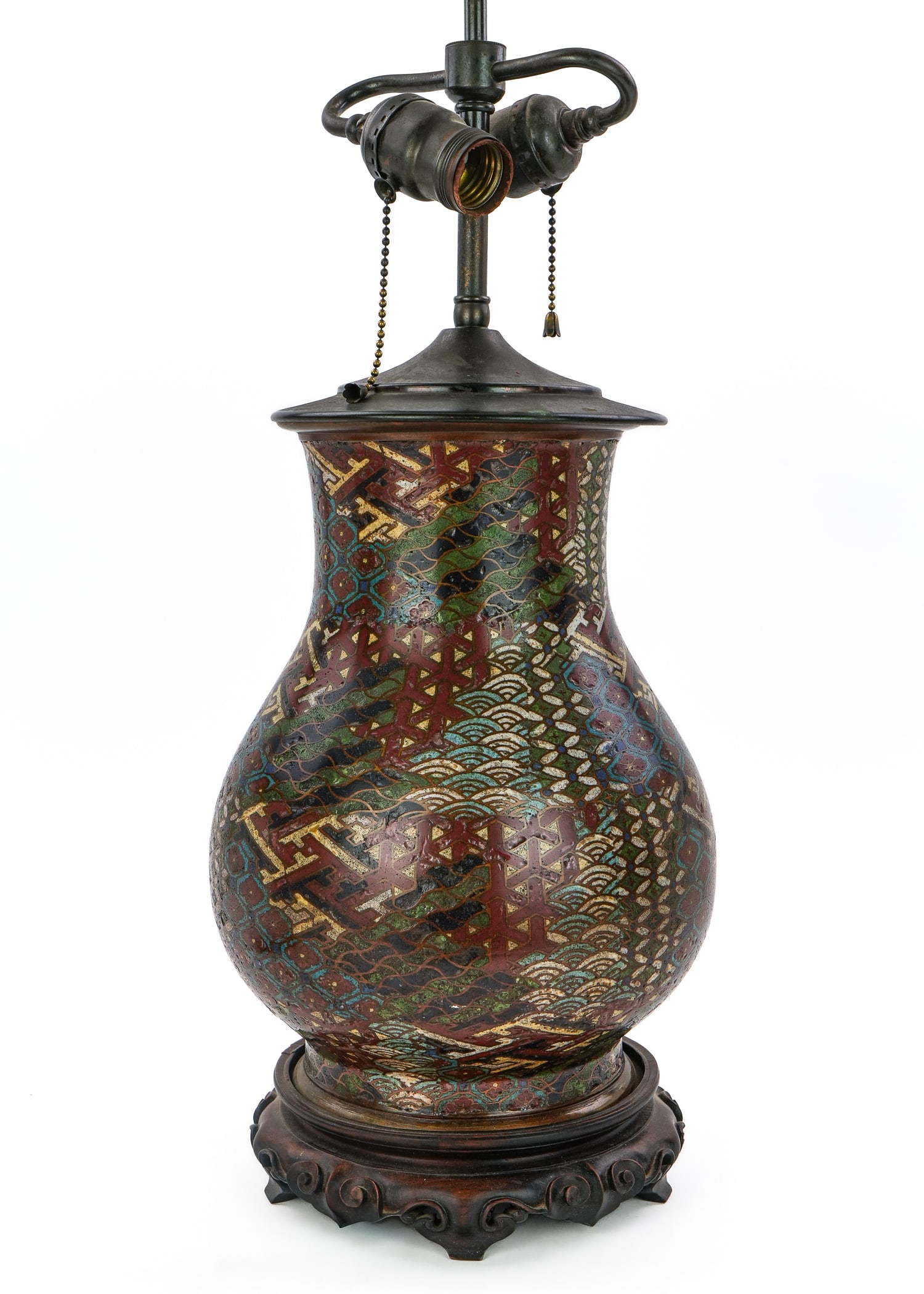 Early 20th c Champleve Table Lamp - 2