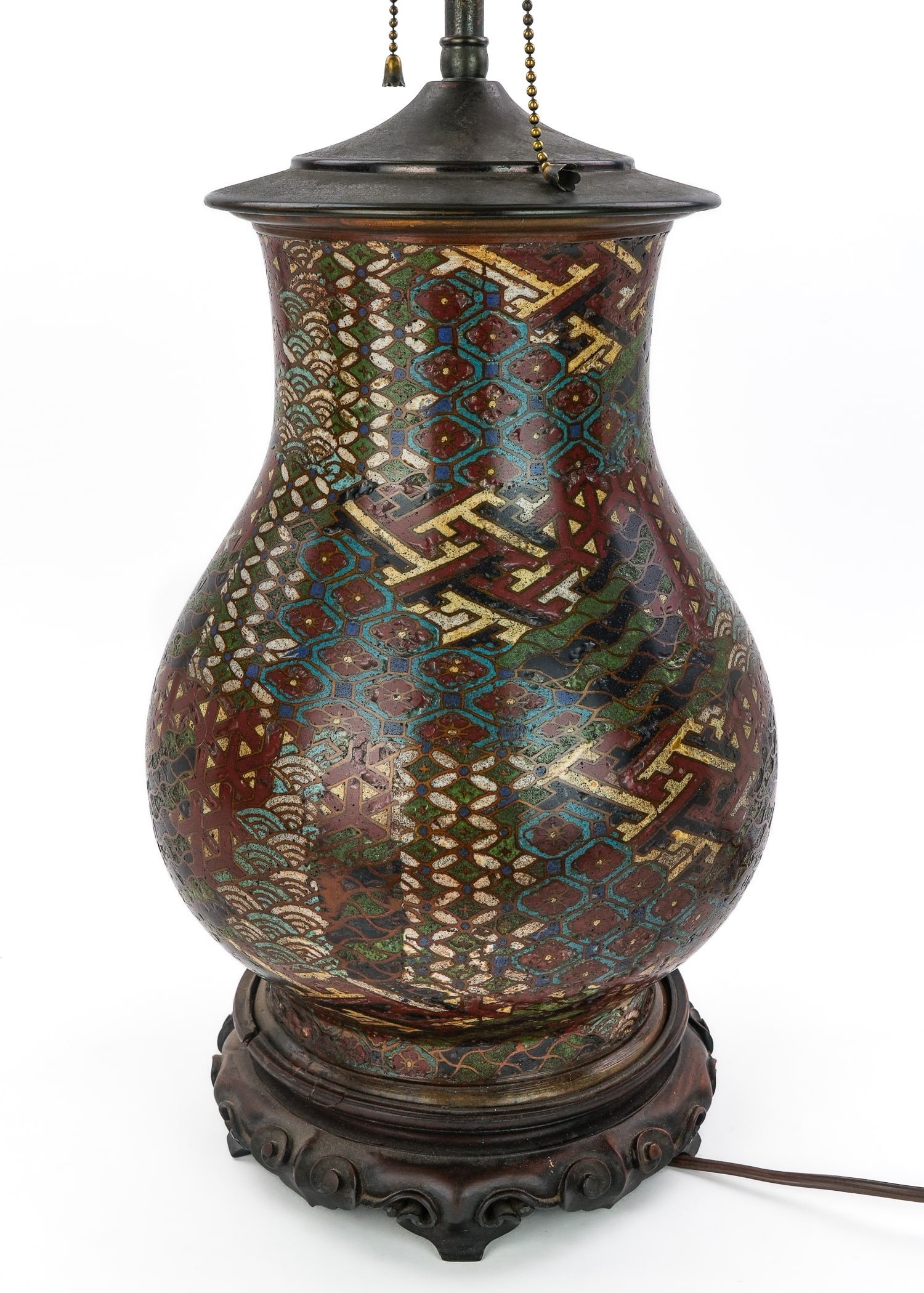 Early 20th c Champleve Table Lamp - 3