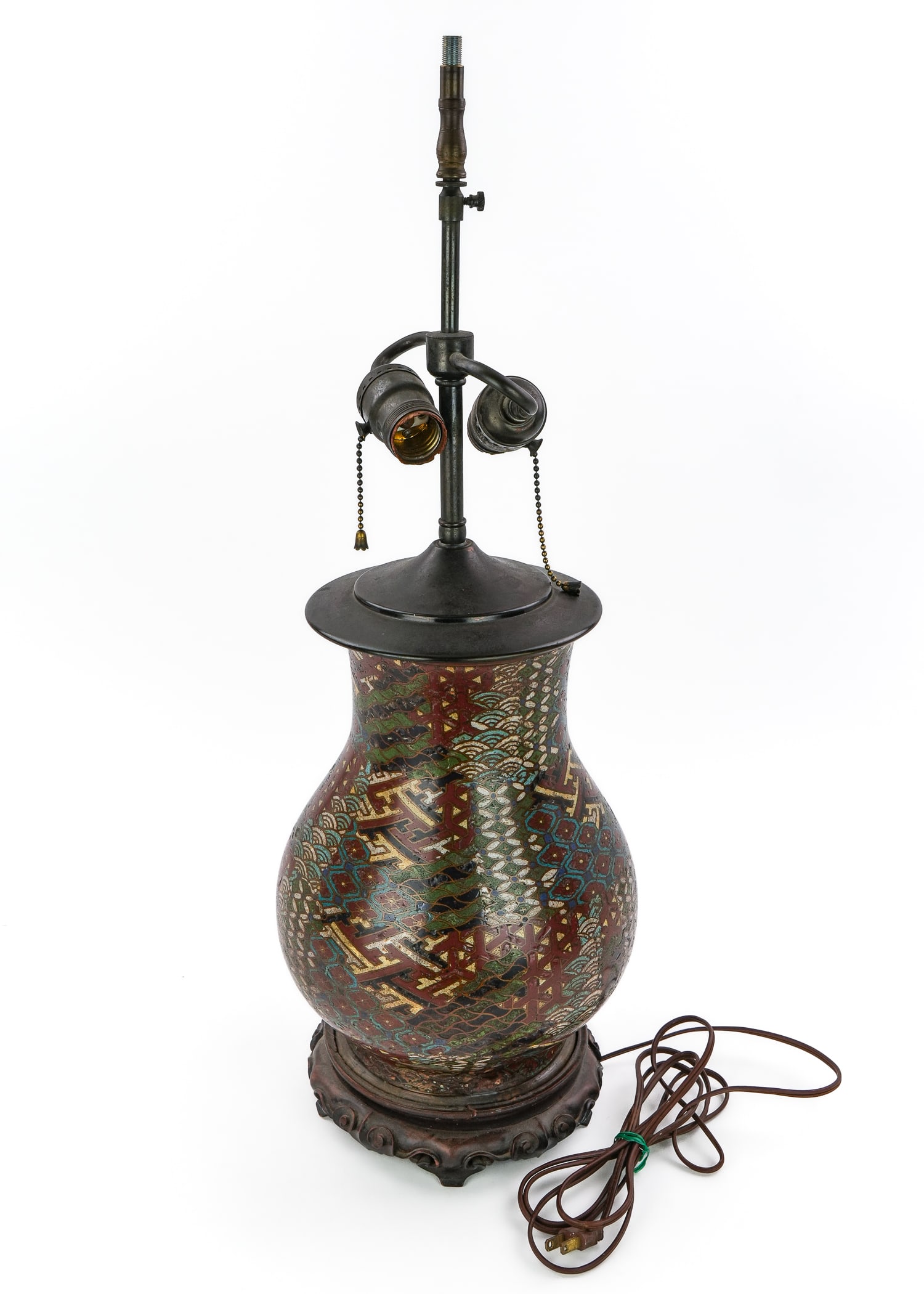 Early 20th c Champleve Table Lamp - 4