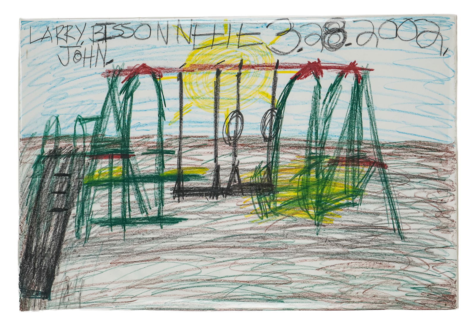 Larry John Bissonette (VT 1957-): Larry John Bissonette ( Vermont 1957-) 15 x 23" signed upper margin dated 3-28-2002 - Bissonnette is a disability rights advocate and artist who lives in Williston, Vermont. He has been painting and