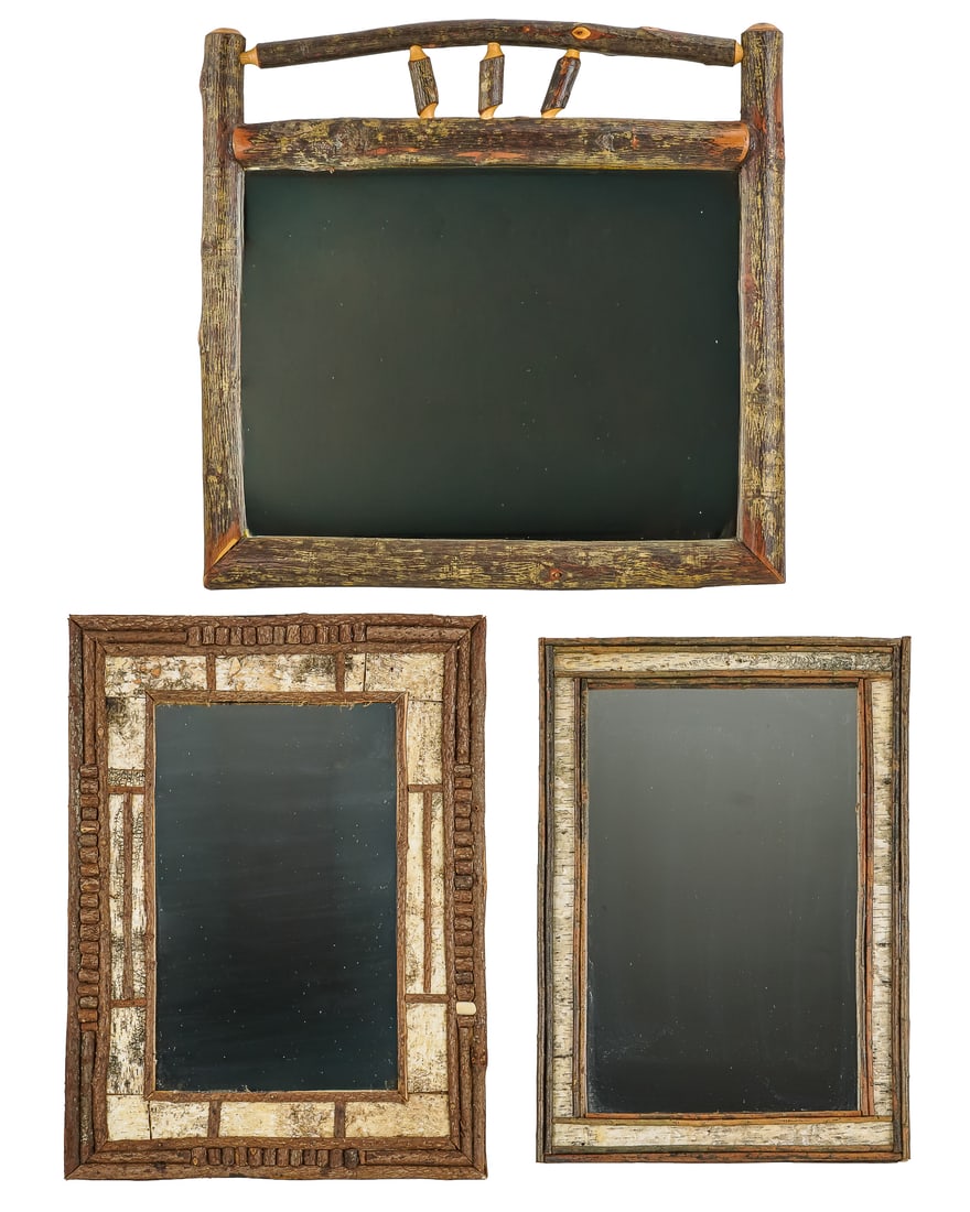 Three Adirondack Twig Mirrors: Three Adirondack Twig Mirrors in various sizes from 23 x 16" 30 x 23" and 29 x 29"