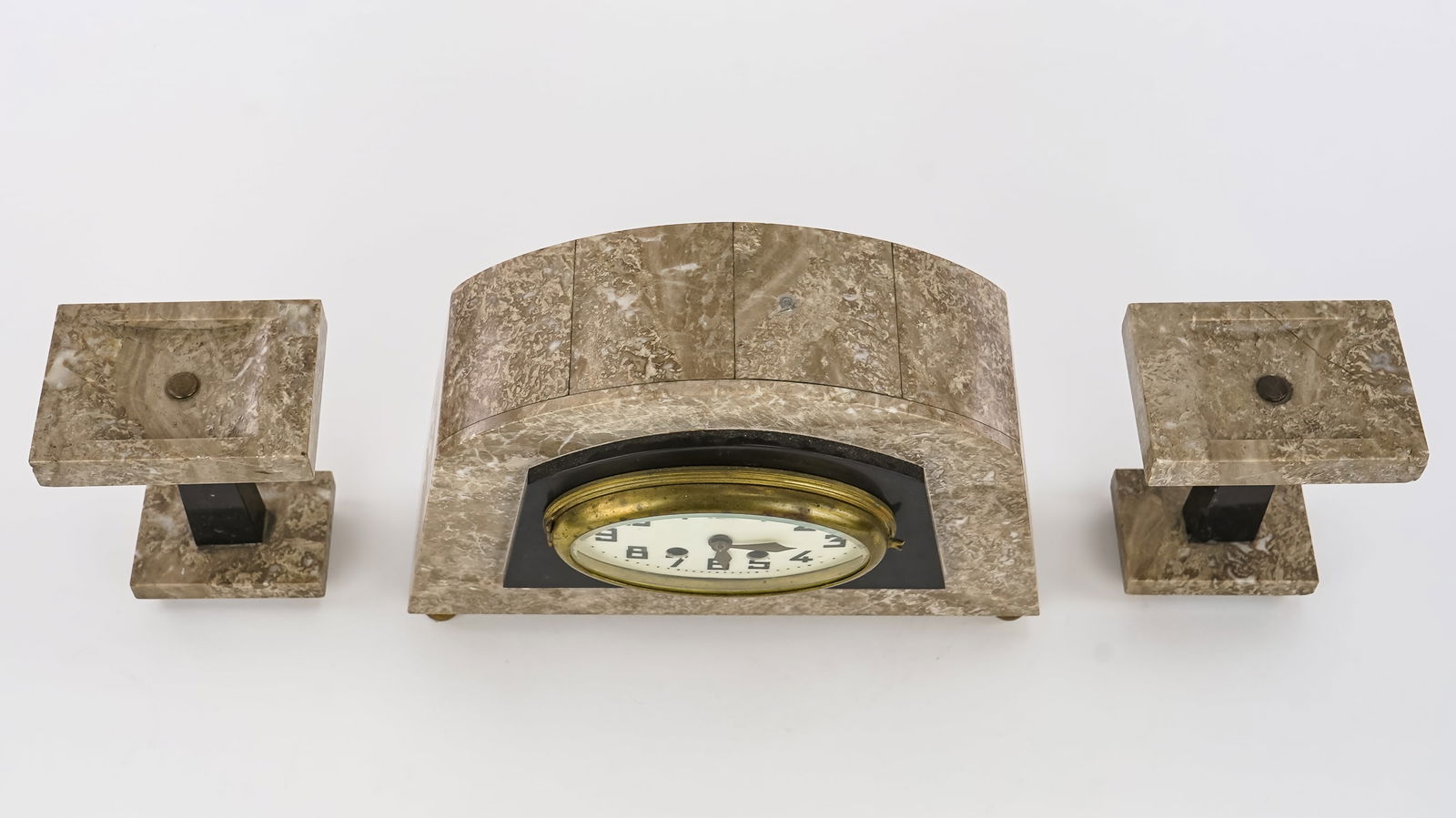 3 Piece Art Deco Clock Garniture Set - 4