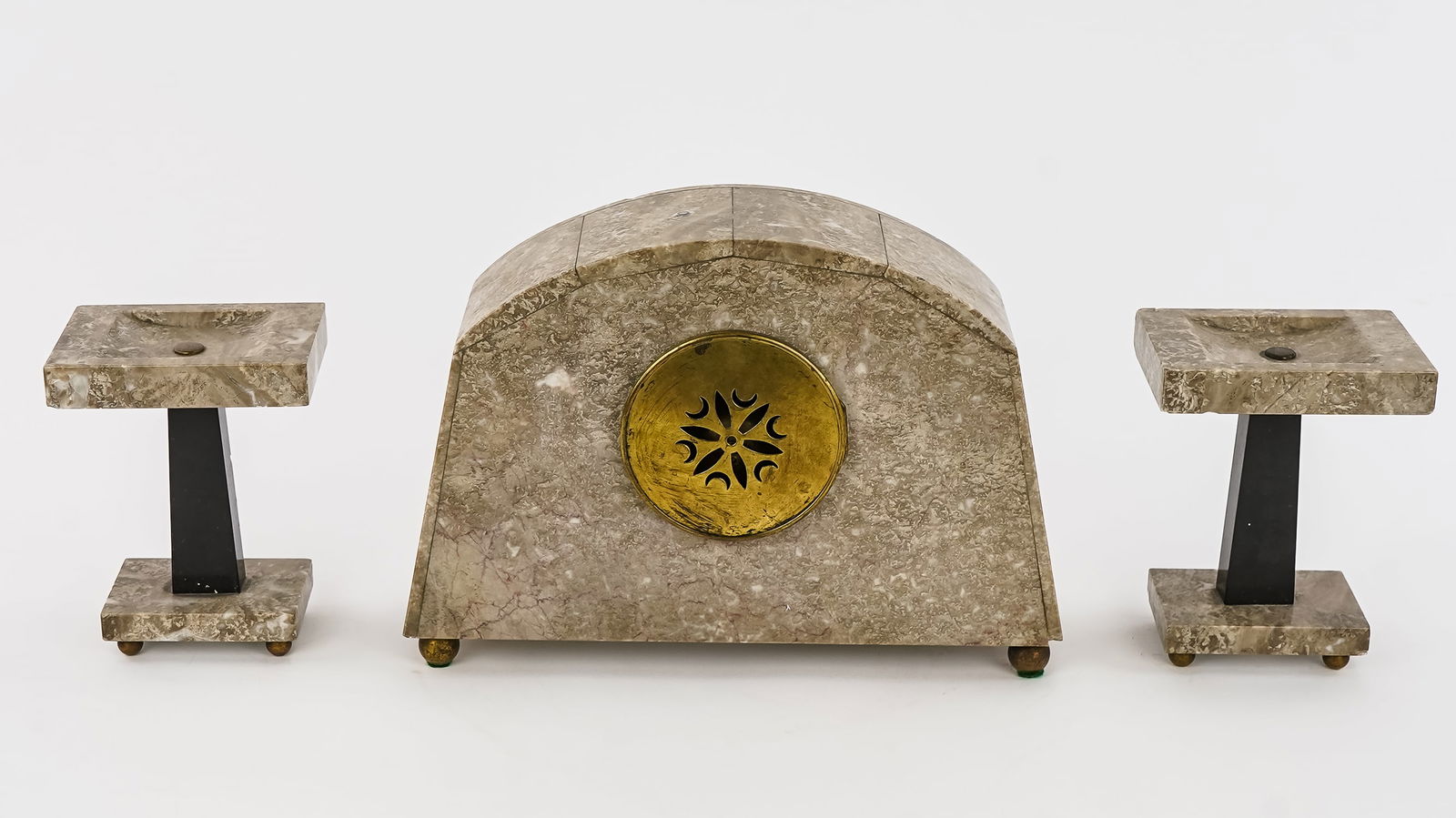 3 Piece Art Deco Clock Garniture Set - 7