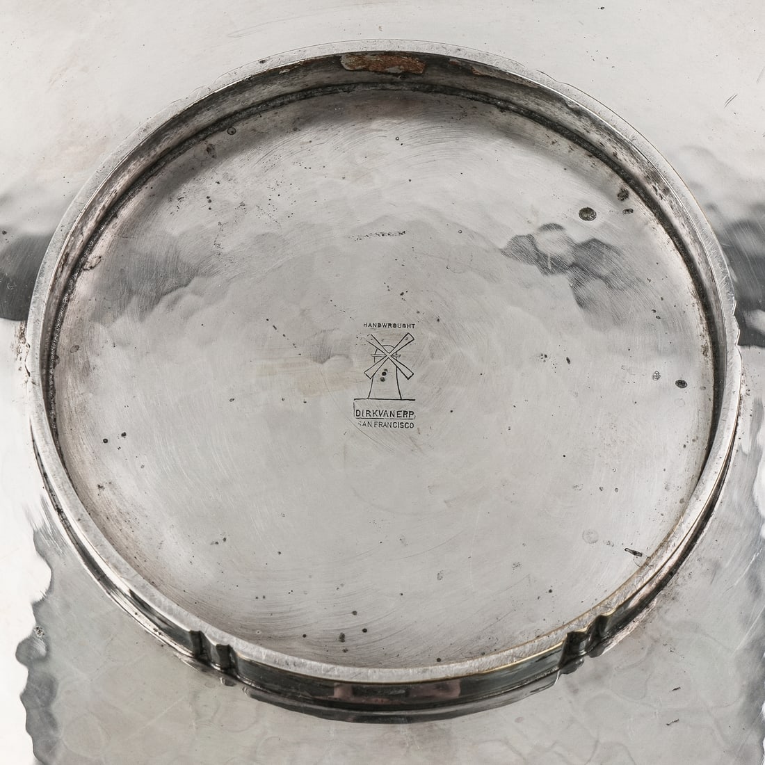 Dirk Van Erp Silvered Hammered Tray - 4