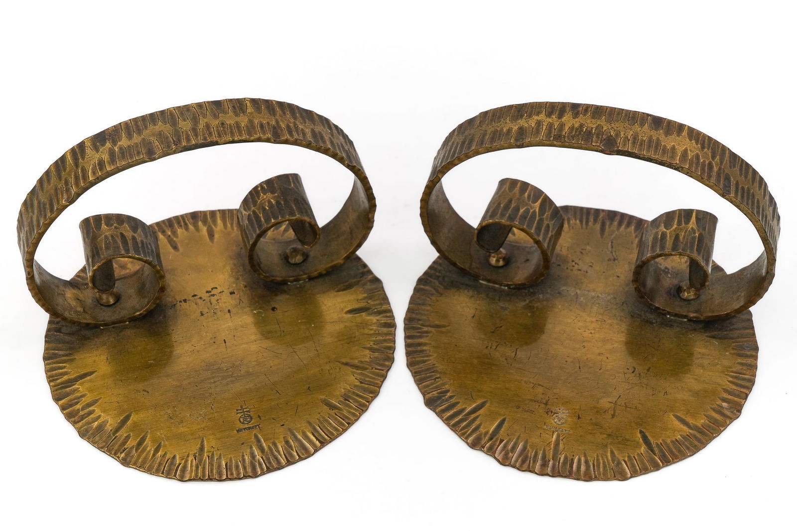 Roycroft Brass Candlesticks, Bookends, Bud Vase - 3