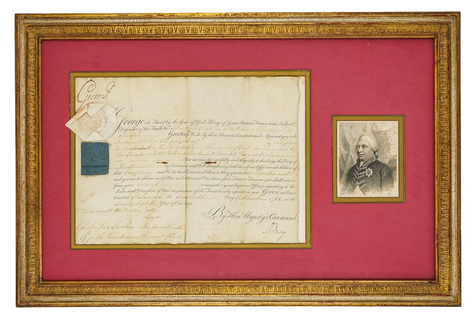 1788 Lt Charles Lord Sinclair Military Appointment: Pair of early 20th c. Frank M. Whiting sterling silver rectangular serving dishes having scalloped gadrooned rims, cursive script monogram in center 7.5" x 10.75" -30.4 ozt. some light abrasion,