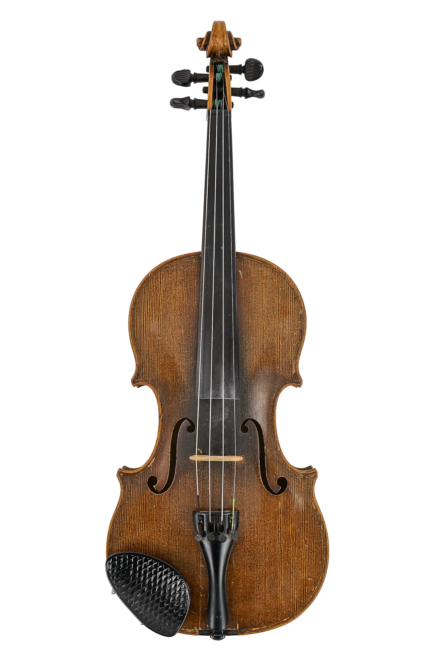 1930's Natl Inst Allied Arts Violin: 1930's National Institute of Allied Arts German student 4/4 violin, one piece tiger maple back, refinished, two minor cracks in top, body length 14", overall length 23", w/ case and "Student" bow