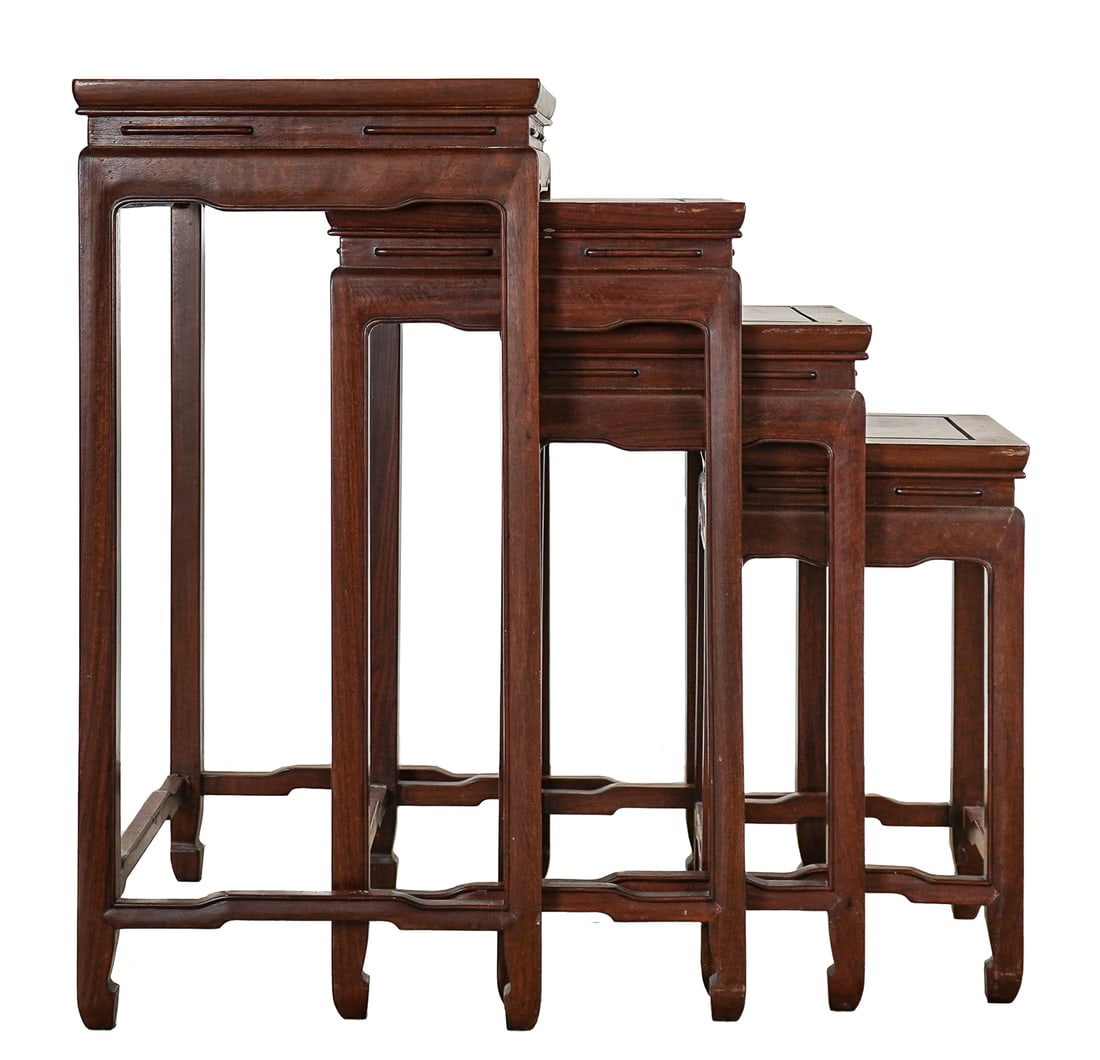 Set of four Chinese teak nesting tables (1 of 6)