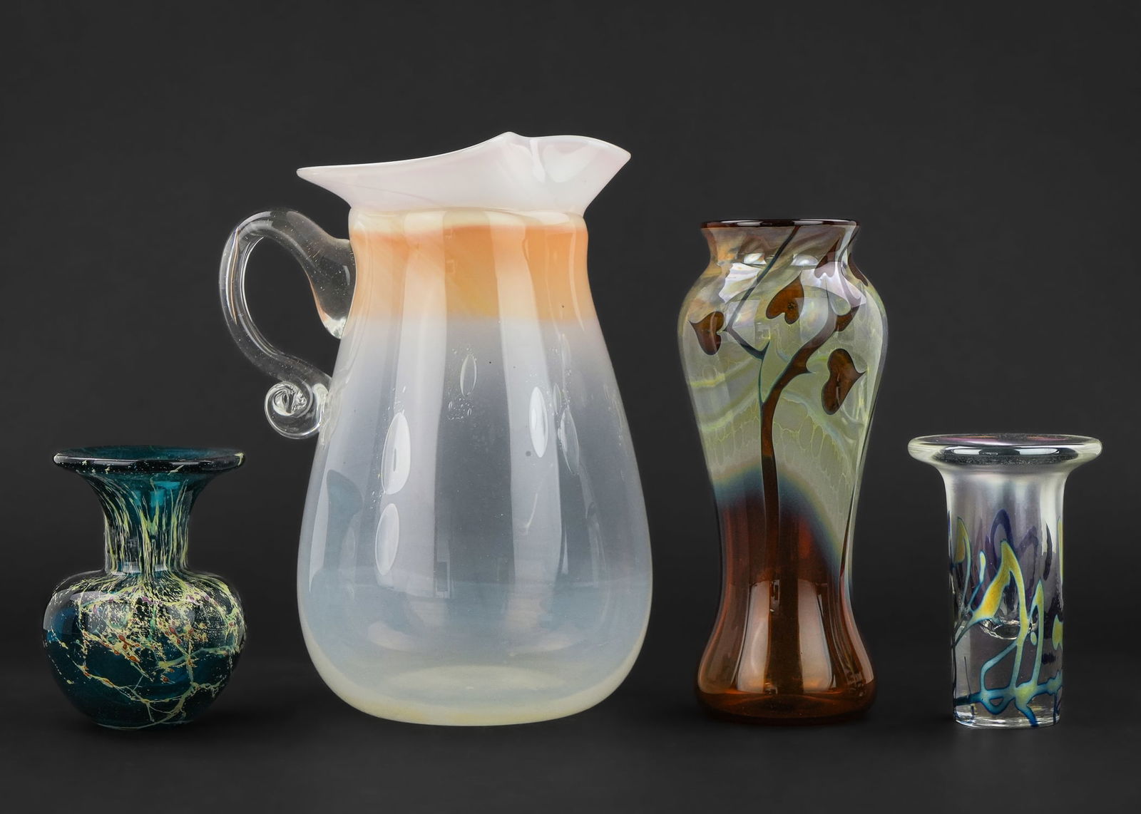 4 pcs. of Contemporary Art Glass incl. Fiske (1 of 1)