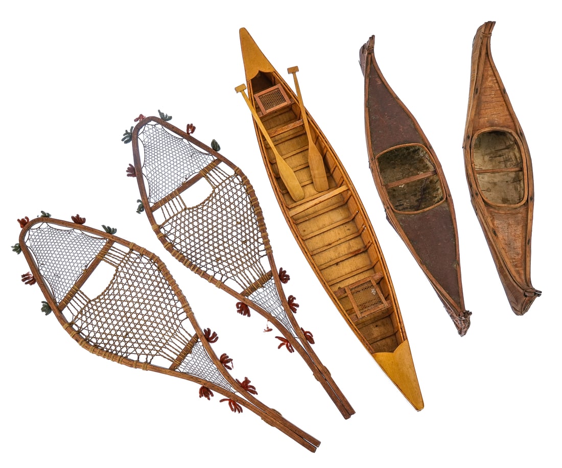 Native American Miniature Canoe Model, Snowshoes (1 of 6)