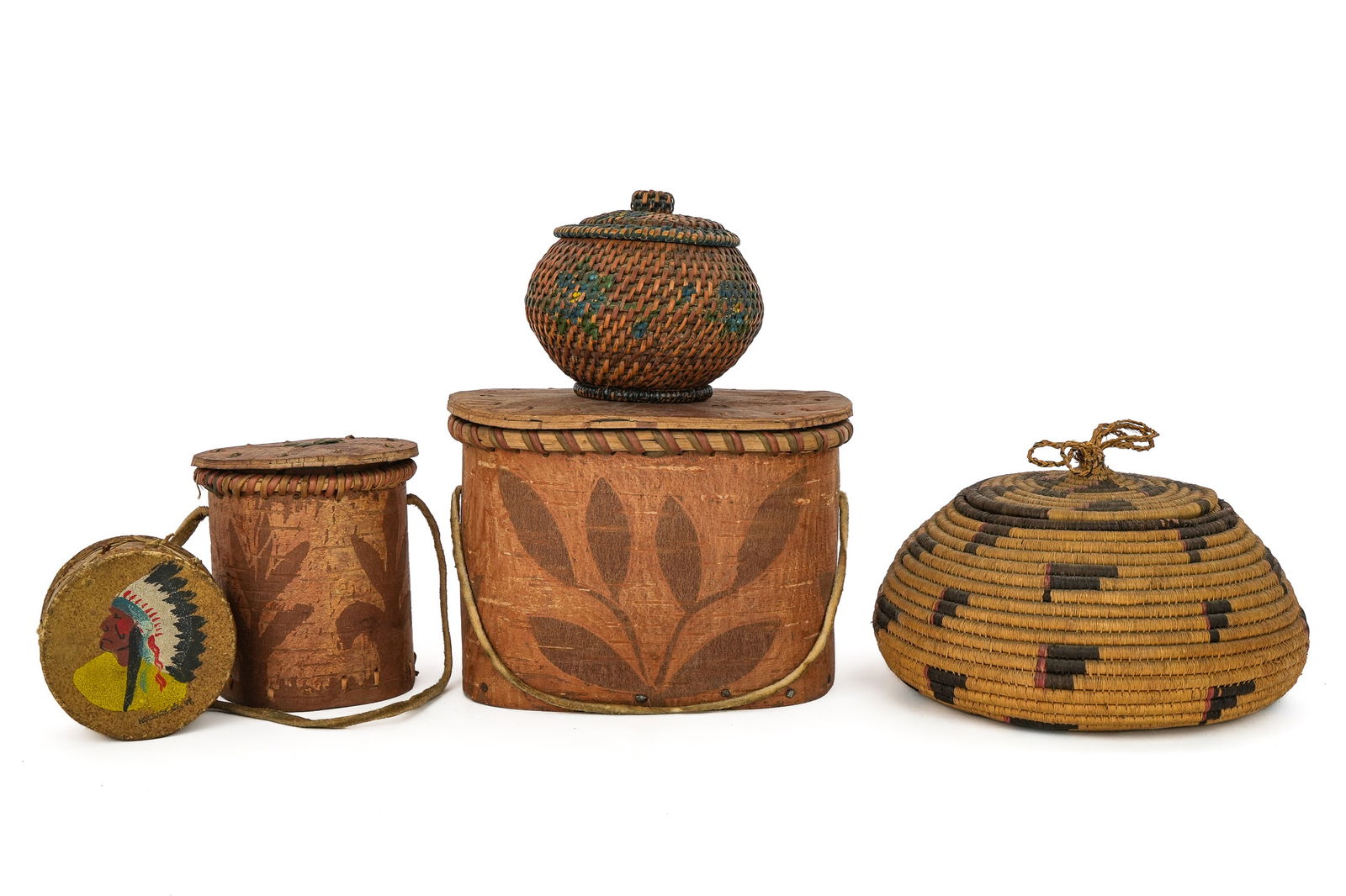 Native American Birch Bark Boxes, Baskets (1 of 1)