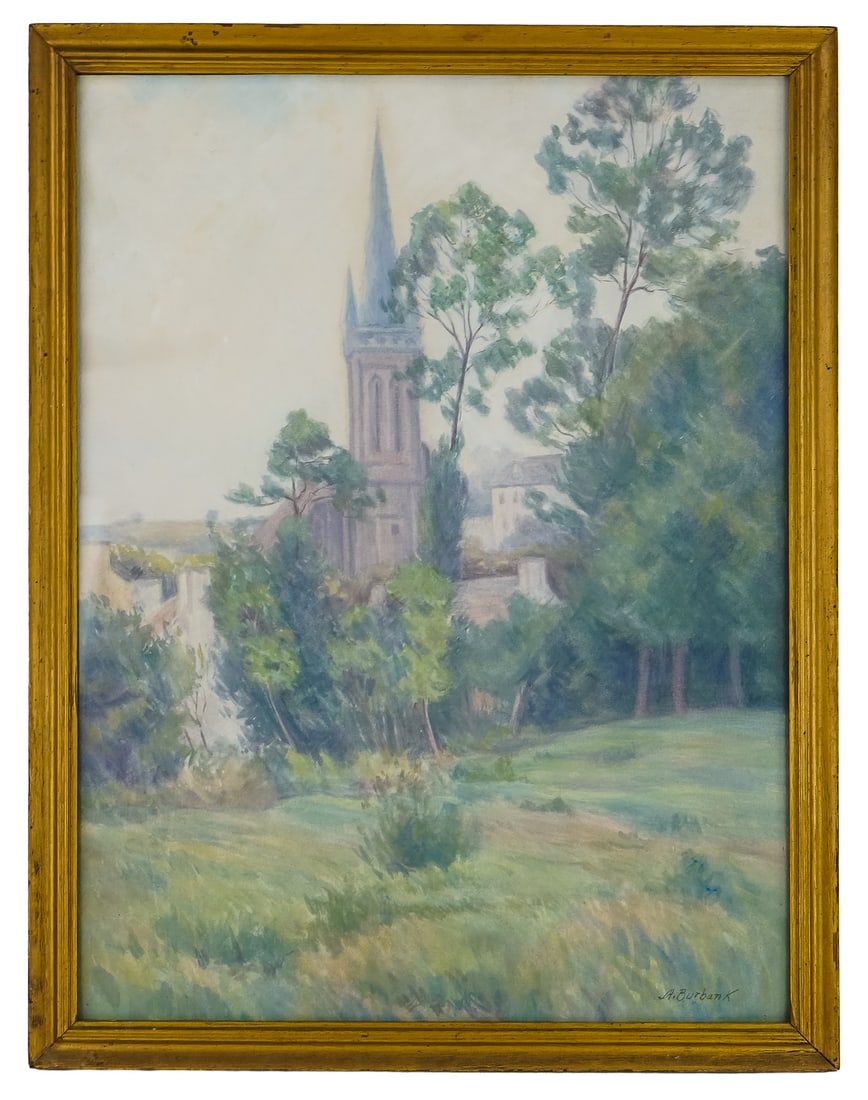 European school pastel on paper signed A Burbank: late 19th or early 20th c European pastel on paper signed lower right "A Burbank" - 26.5 x 20.5" as framed.
