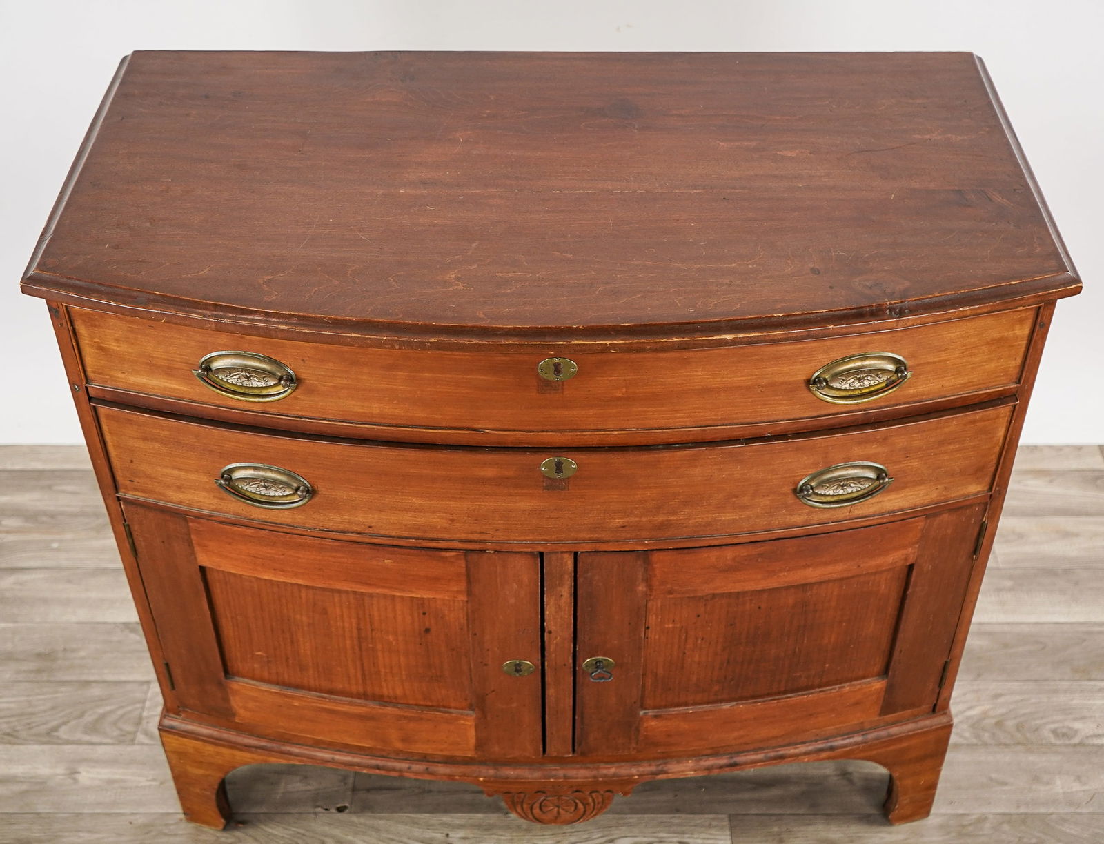 19th c Cherry Bow Front commode - 3