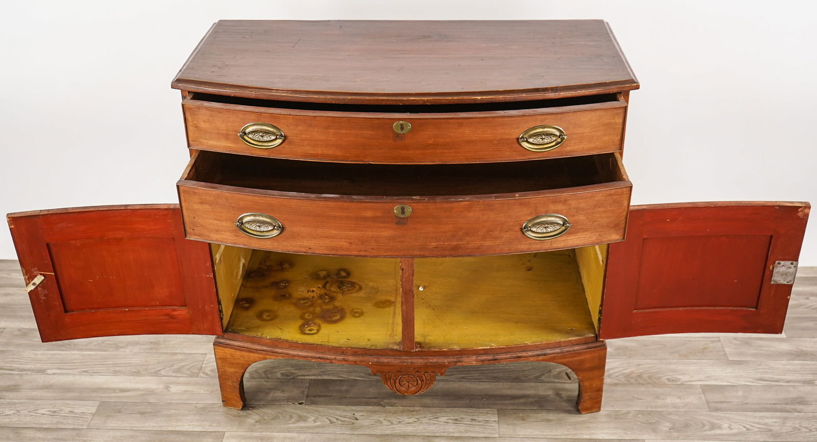 19th c Cherry Bow Front commode - 5