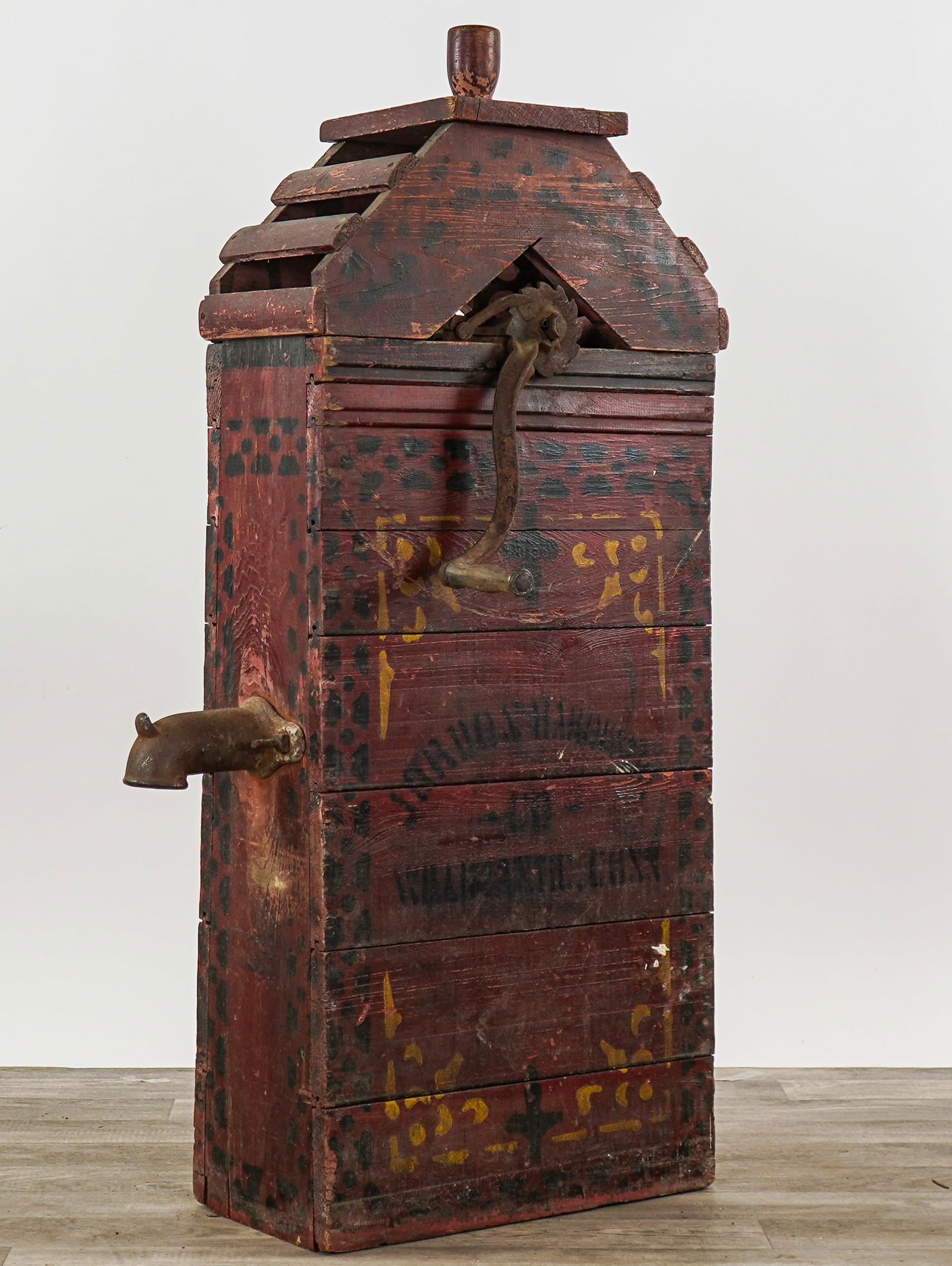 19thc Chain Pump with Polychrome decorated case - 2