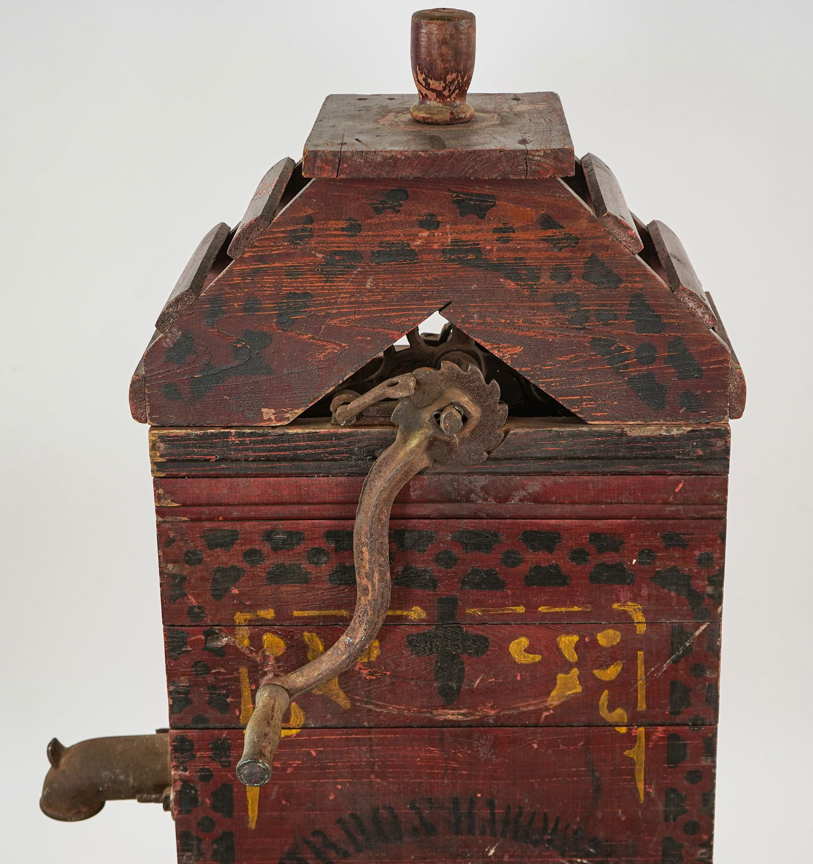 19thc Chain Pump with Polychrome decorated case - 4