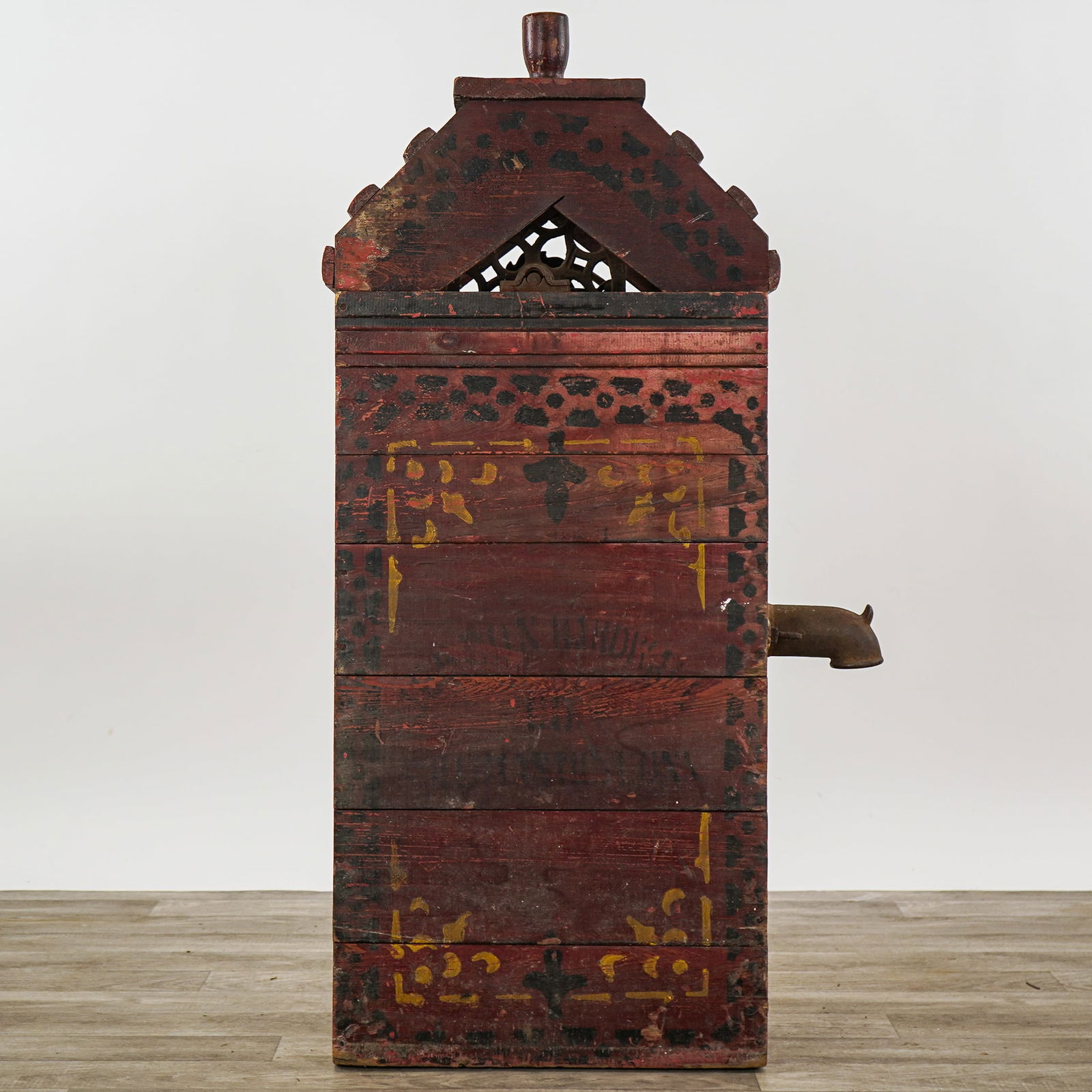 19thc Chain Pump with Polychrome decorated case - 7