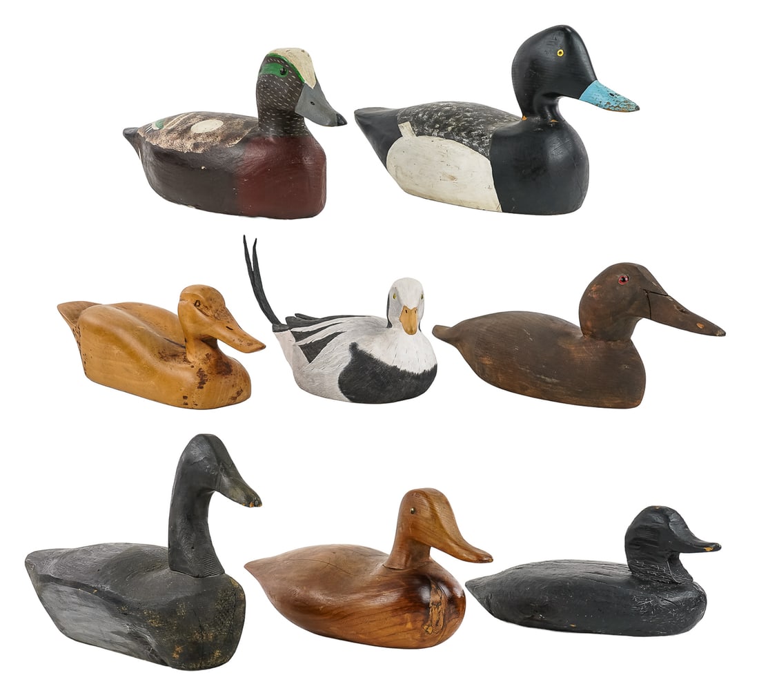 Collection of 8 Carved Wooden Duck Decoys (1 of 4)