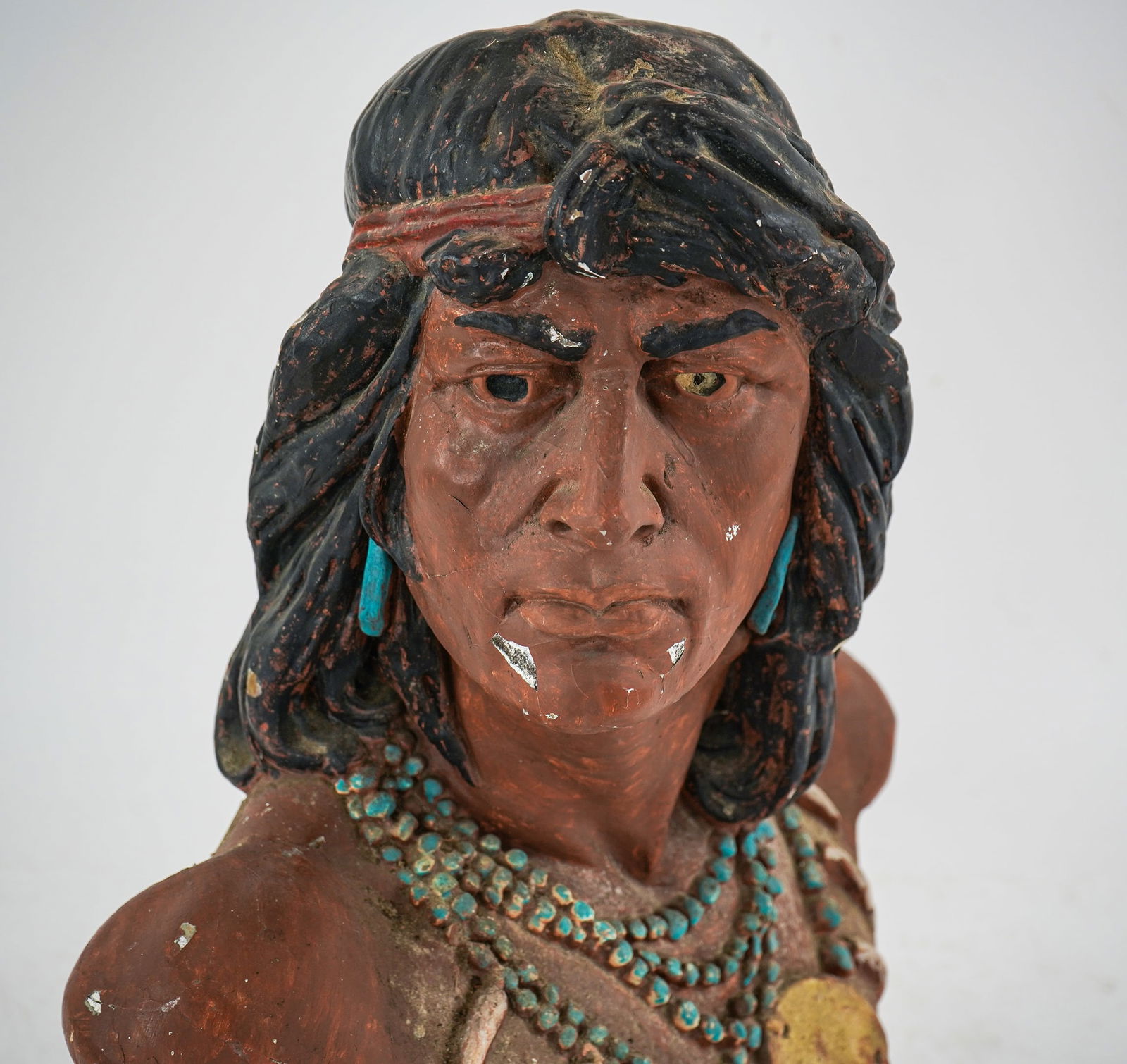 1920s Chalkware Native American Cigar Store Bust - 2