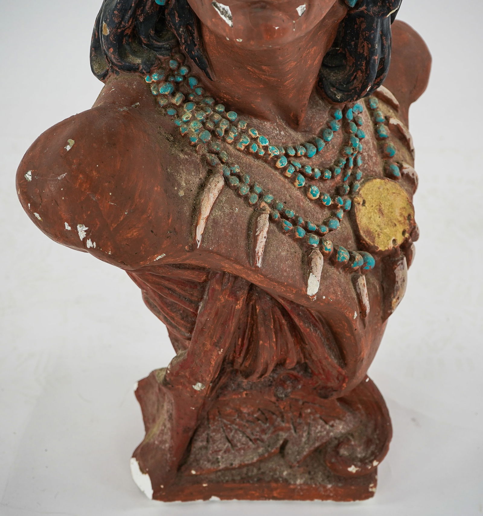 1920s Chalkware Native American Cigar Store Bust - 3