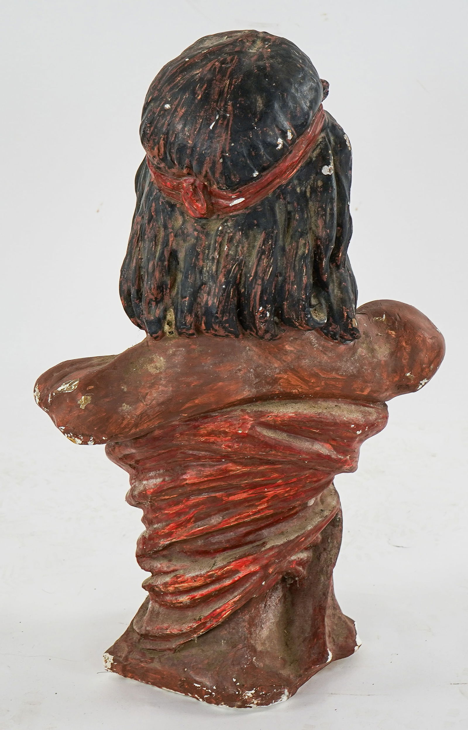 1920s Chalkware Native American Cigar Store Bust - 4