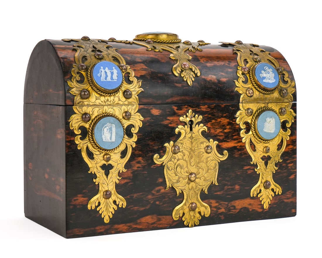 19th c English Calamander & Wedgwood Letter Box (1 of 1)