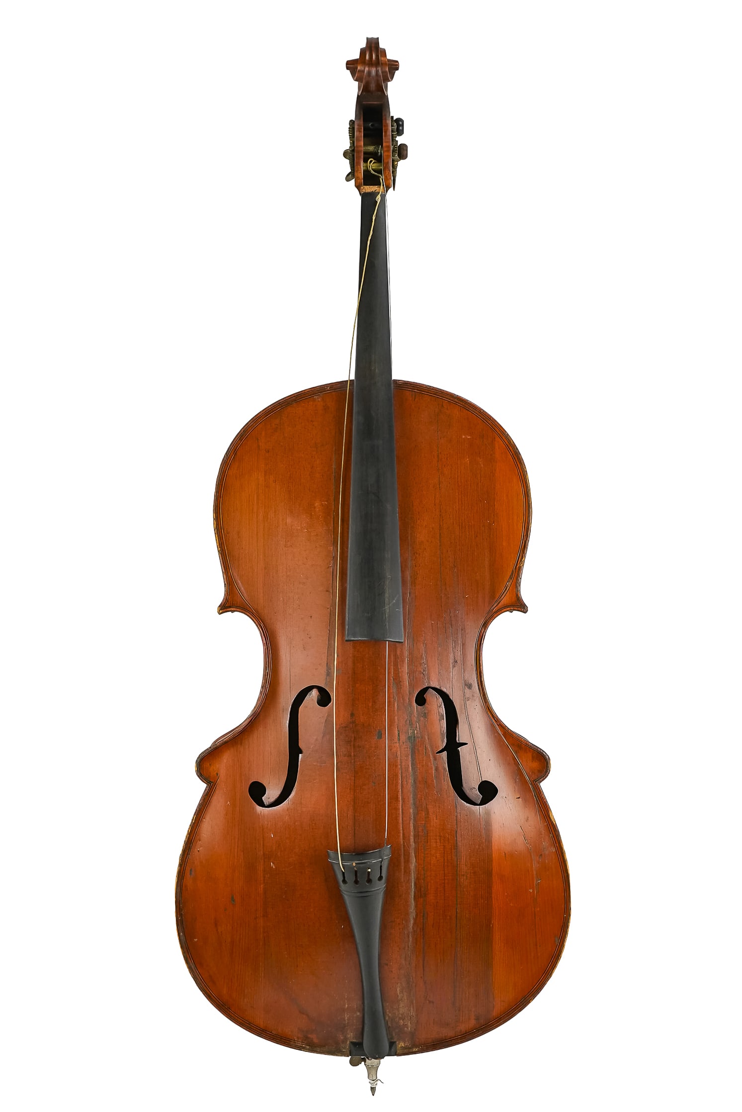 Abraham Prescott Church Bass: Early 19th c church bass attributed to Abraham Prescott (1789-1858 Deerfield and Concord, NH), as found condition, unusual body shape with extra curve on sides, brass tuners match other known Prescott