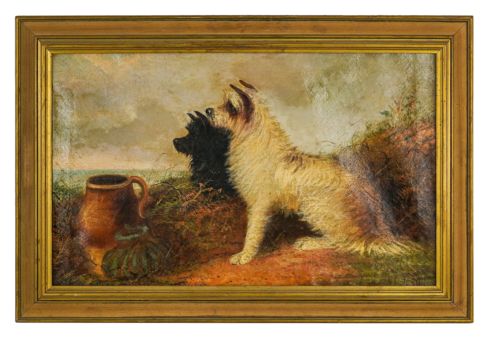 J Langlois (Fr 1855-1904) Keeping Watch: J Langlois (French/ English 1855-1904) Keeping Watch oil on canvas signed lower right- 16 x 26" 21 x 31 x 1" as framed. However, very little is known about him. He’s reputed to have lived between