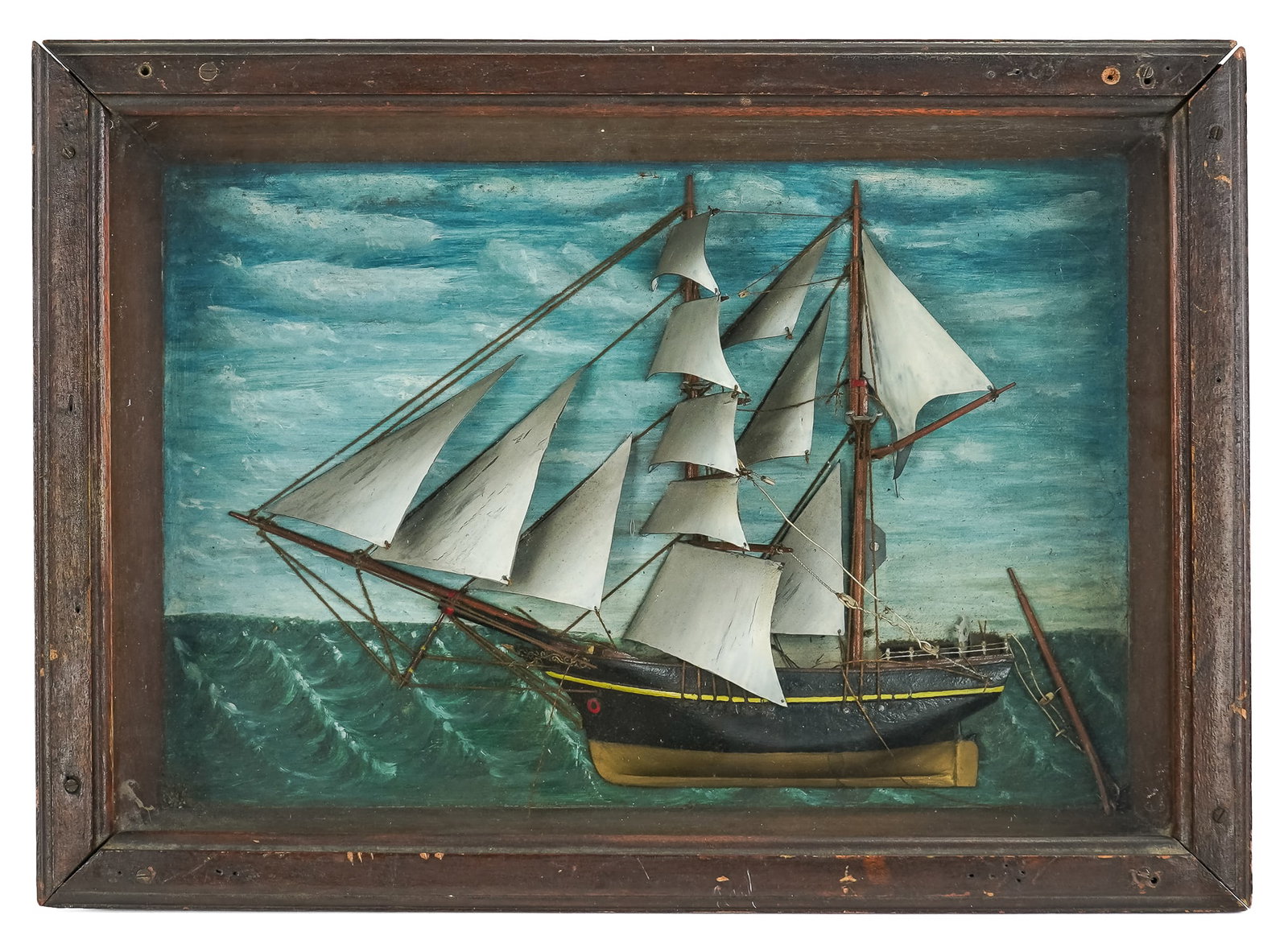 19th c Sailing Ship Shadow Box Diorama (1 of 7)